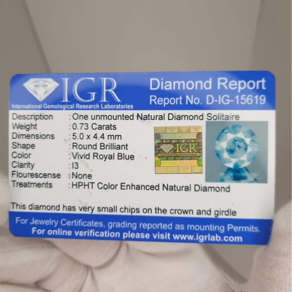 Unmounted Mossinite Blue Diamond